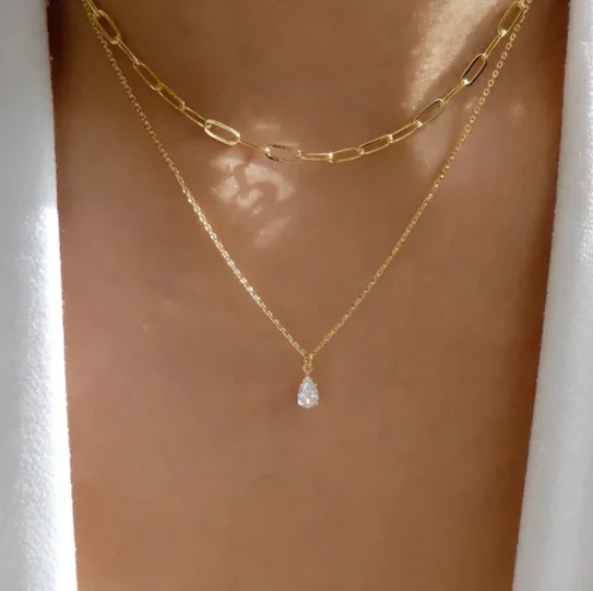 Luxurious 18K Layered Rhinestone Necklace Set