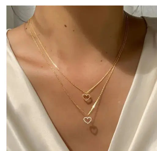 Gold Diamond Love Double-Layer Necklace