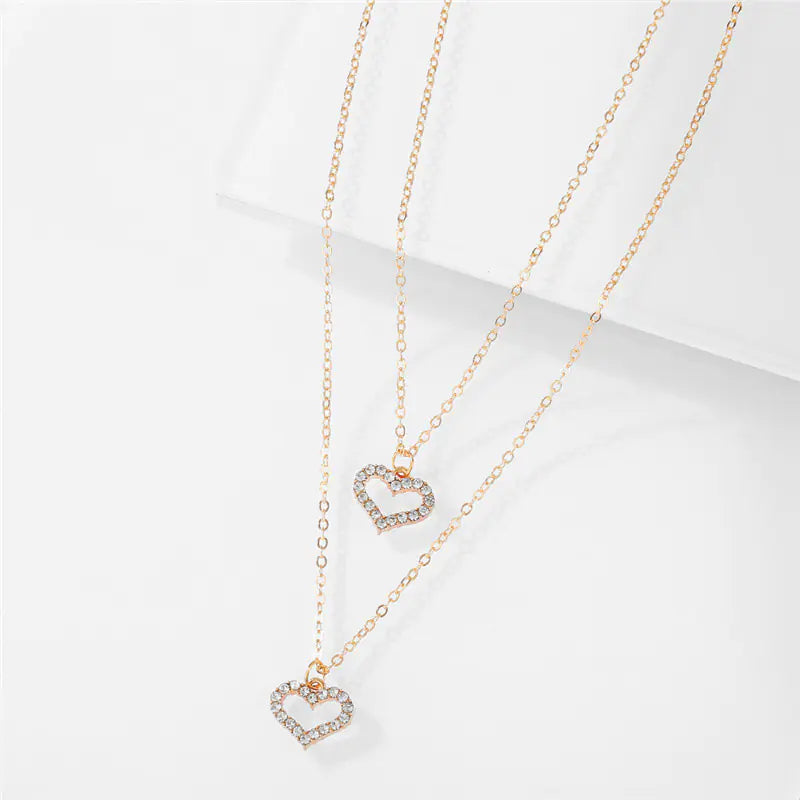 Gold Diamond Love Double-Layer Necklace