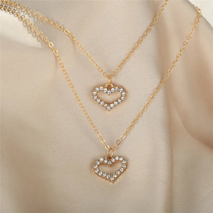Gold Diamond Love Double-Layer Necklace