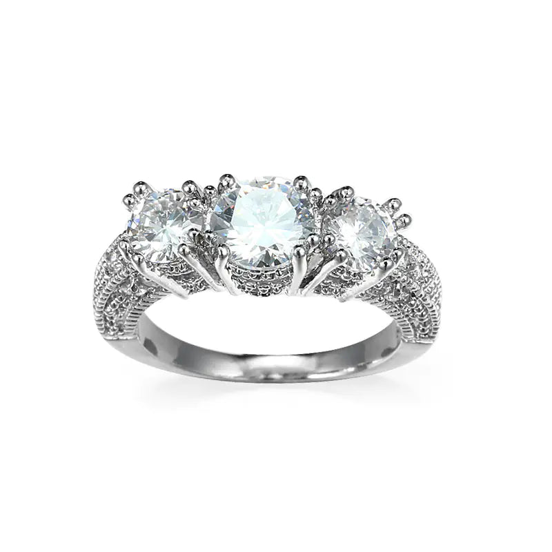 White Snowflake Zircon Ring