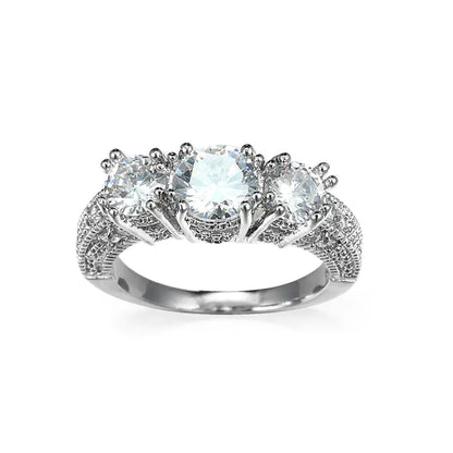 White Snowflake Zircon Ring
