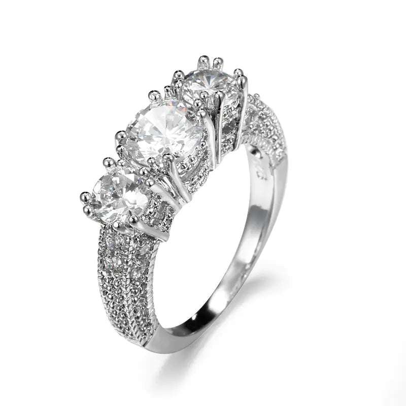 White Snowflake Zircon Ring
