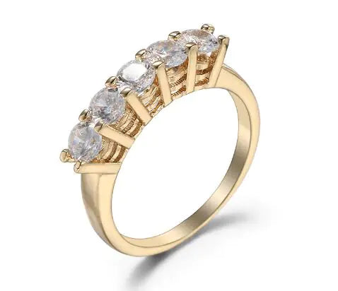 Modern Gold-Plated Gem Ring