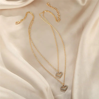 Gold Diamond Love Double-Layer Necklace
